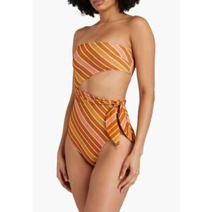 Zimmermann NWT Lexi Metallic Cutout Bandeau One-Piece Swimsuit Size 6